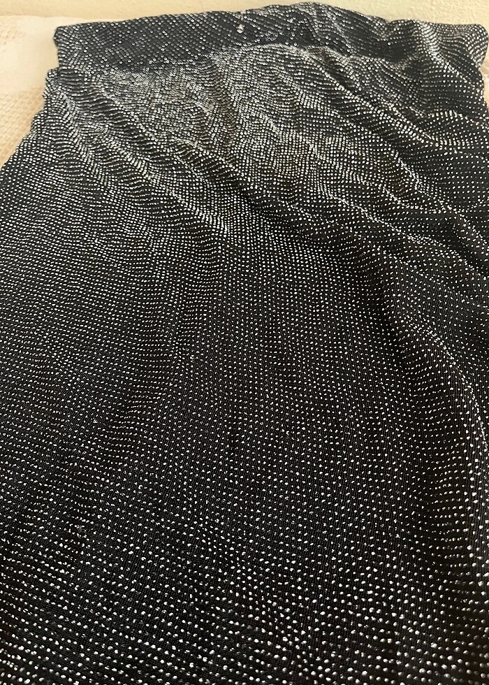 siyah simli straplez elbise - Görsel 4