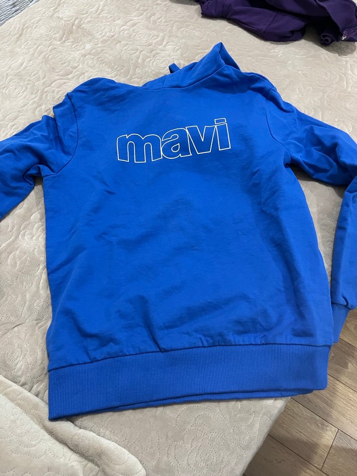 Mavi Baskılı Kapüşonlu Kadın Sweatshirt - Görsel 2