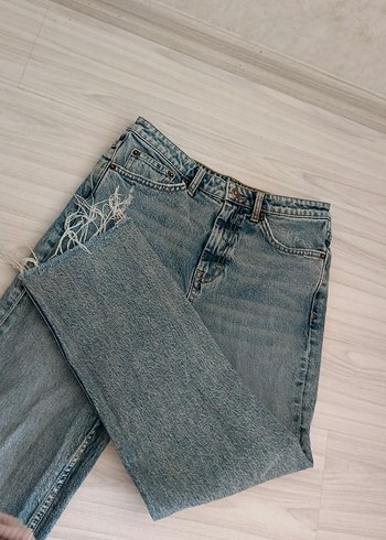 38 Beden lacivert Renk Kadın Gri Bol Kesim Midi Kot Pantolon
