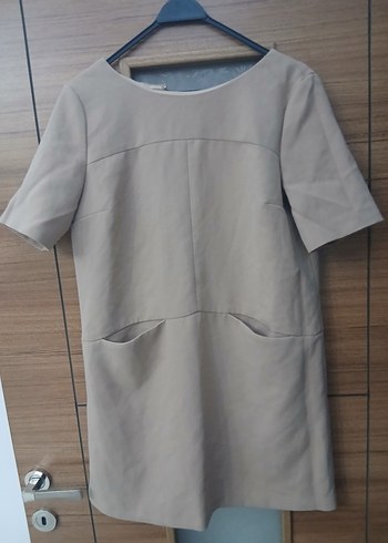 Bej Keten V Yakalı Hamile Tunik - Görsel 2