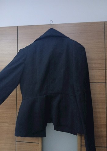 Düğmeli Siyah Kadın Denim Blazer - Görsel 3