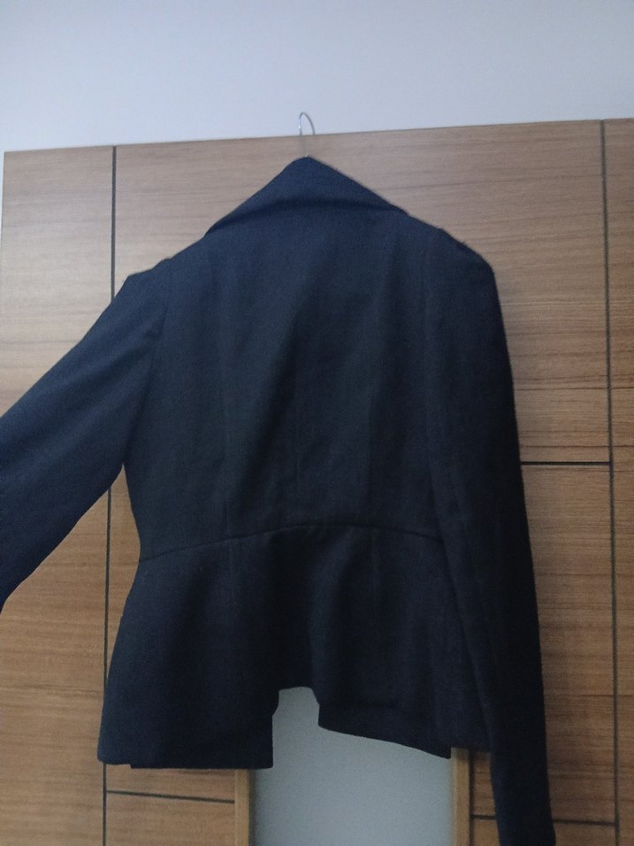 Düğmeli Siyah Kadın Denim Blazer - Görsel 3