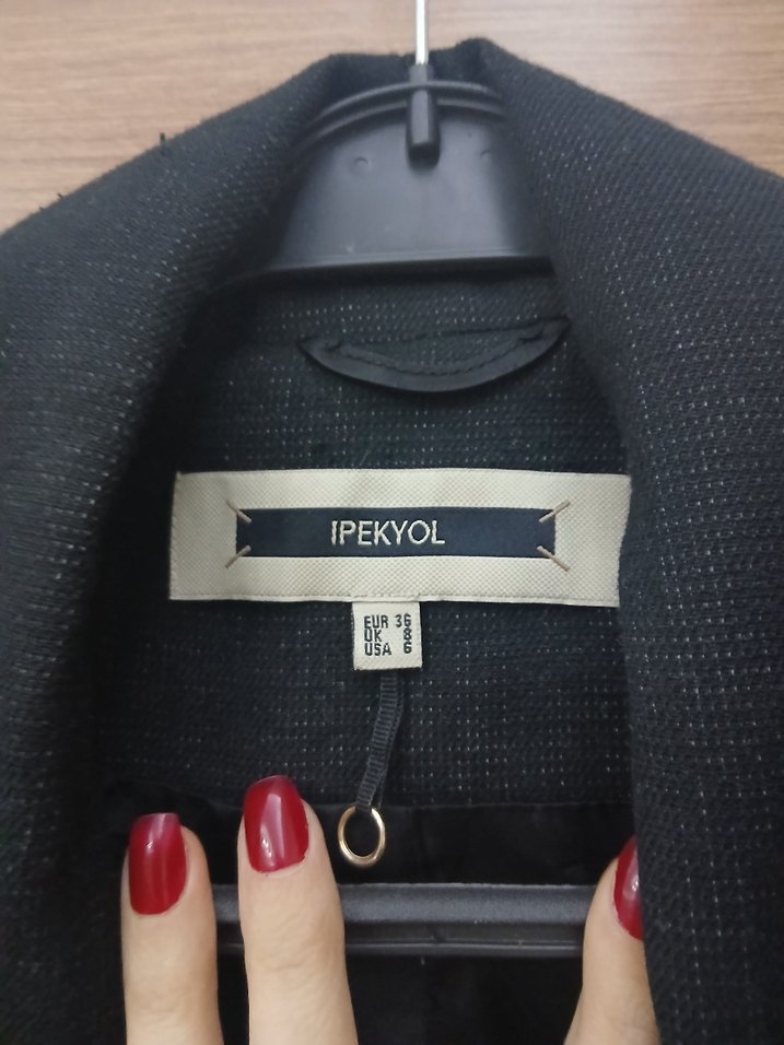 Düğmeli Siyah Kadın Denim Blazer - Görsel 2