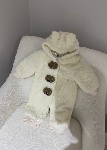 Kız Bebek Beyaz Kürklü Tulum - Görsel 2