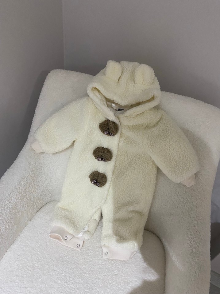 Kız Bebek Beyaz Kürklü Tulum - Görsel 2