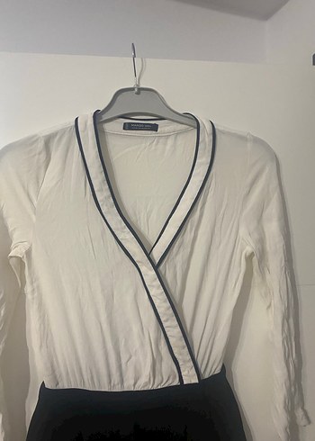 Kadın Beyaz Kruvaze Yaka Uzun Kollu tulum - Görsel 5