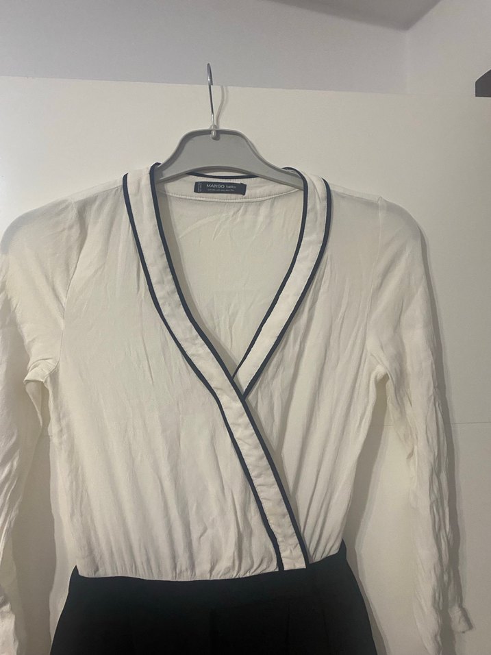 Kadın Beyaz Kruvaze Yaka Uzun Kollu tulum - Görsel 5