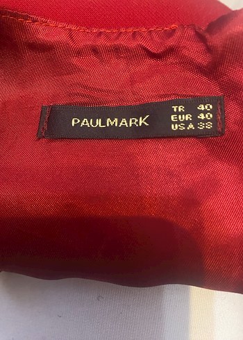 paulmark Kırmızı V Yaka Düğmeli Midi Elbise - Görsel 7