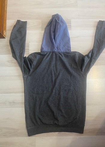 Erkek Kapüşonlu Fermuarlı Gri Sweatshirt - Görsel 4