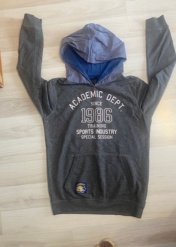 Erkek Kapüşonlu Fermuarlı Gri Sweatshirt - Görsel 2