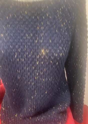 Kadın Lacivert Örgü Sırt Detaylı Kazak - Görsel 5