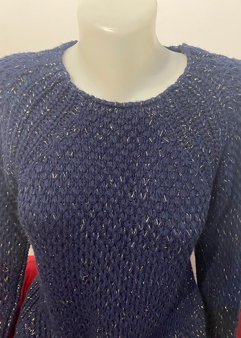 Kadın Lacivert Örgü Sırt Detaylı Kazak - Görsel 6