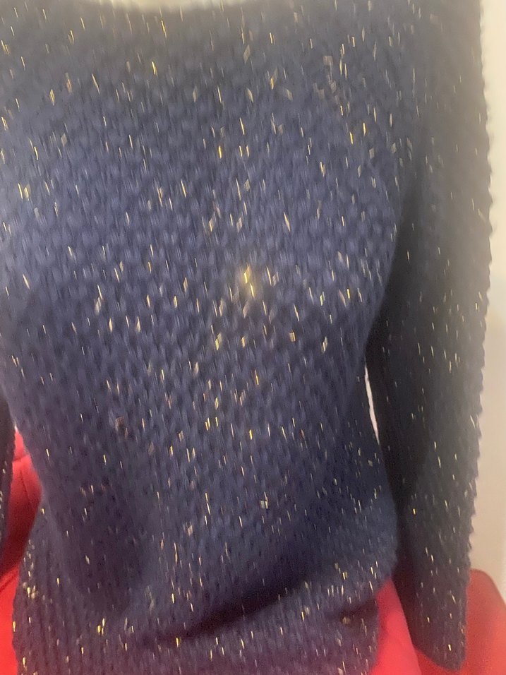 Kadın Lacivert Örgü Sırt Detaylı Kazak - Görsel 5