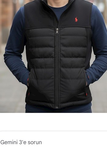 Polo Siyah Fermuarlı Erkek Dik Yaka Yelek - Görsel 9