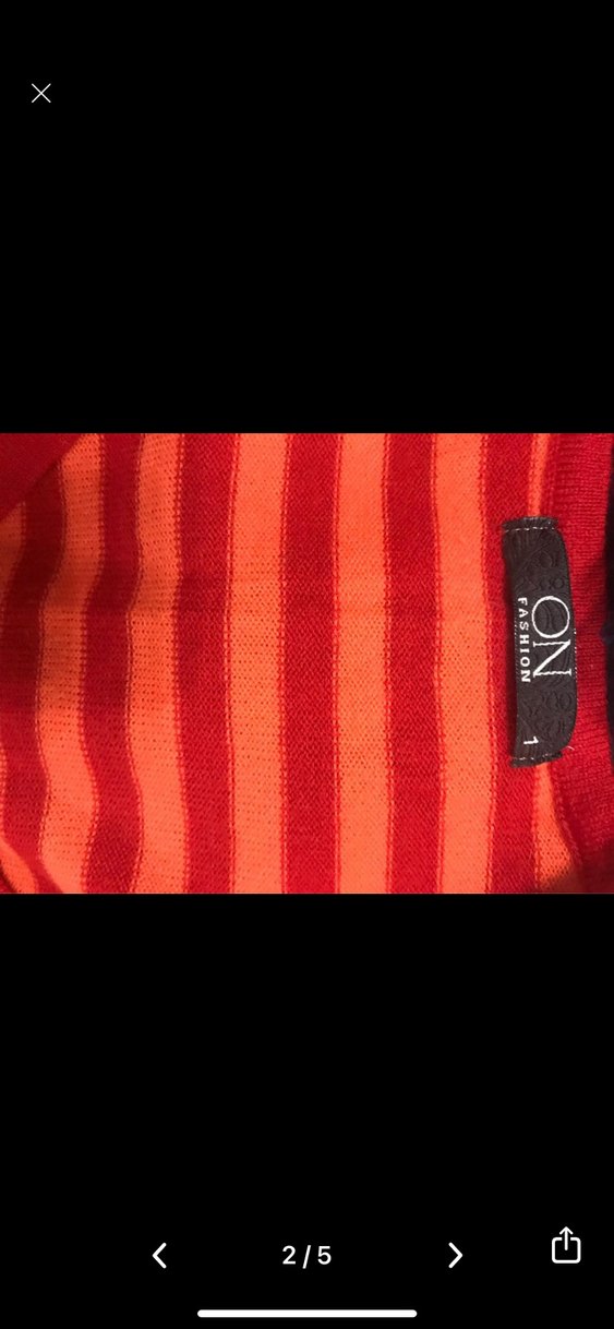 Kırmızı Çizgili Triko Kazak - Görsel 4