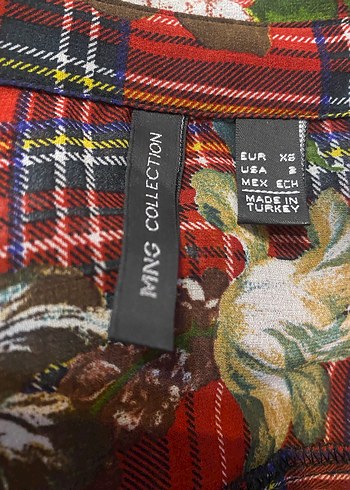 Kadın Kırmızı ekoseli şifon gömlek# Mango - Görsel 5