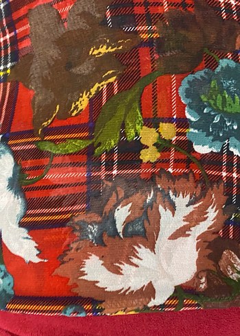 Kadın Kırmızı ekoseli şifon gömlek# Mango - Görsel 8