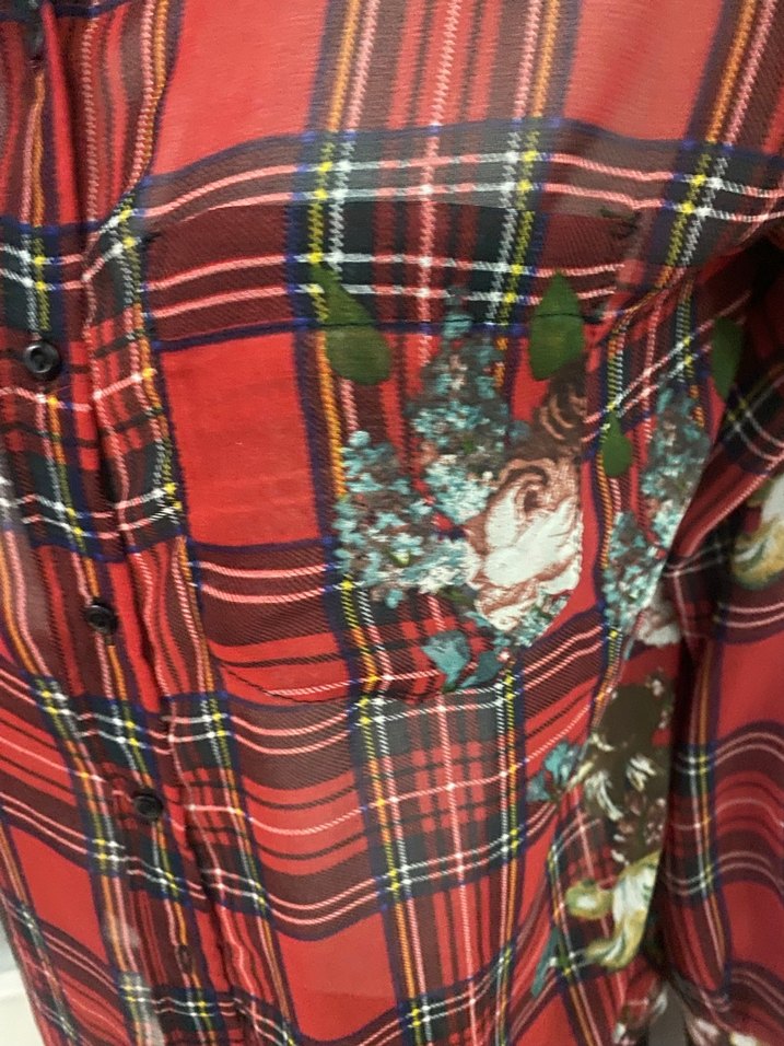 Kadın Kırmızı ekoseli şifon gömlek# Mango - Görsel 3