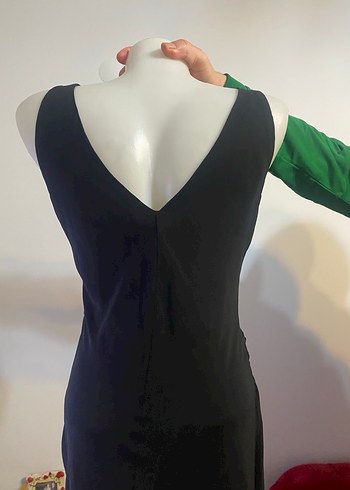 Uzun Siyah Boncuk İşlemeli Abiye Elbise - Görsel 8