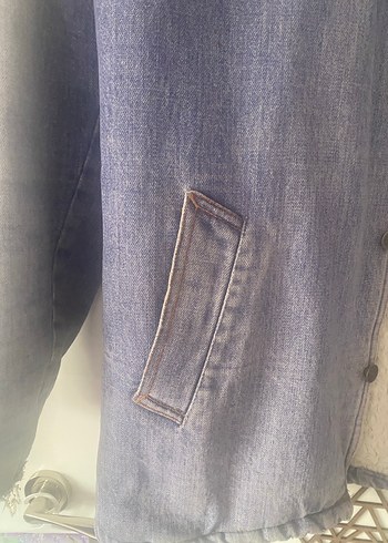 Defacto marka Düğmeli erkek Midi Denim Ceket - Görsel 7