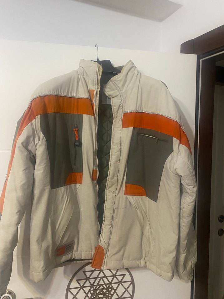 Erkek Beyaz Biker Stil Kayak Montu - Görsel 2