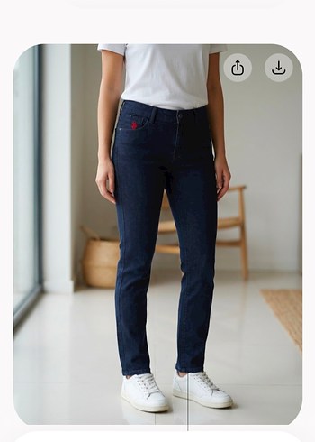 U.S Polo Assn. Koyu Lacivert Dar Paca Denim Jean Bel 80 Boyu 95 Cm