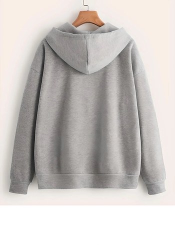 Trendyol & Milla Gri Kapüşonlu Fermuarlı Kadın Sweatshirt