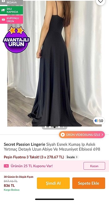 Trendyol & Milla Siyah Yırtmaç Detaylı uzun elbise + topuklu Ayakabı