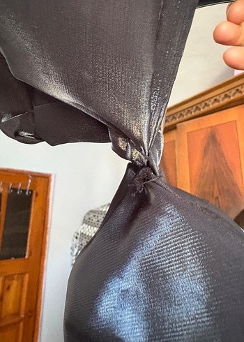 40 Beden siyah Renk Siyah Drapeli Uzun Straplez Abiye Elbise