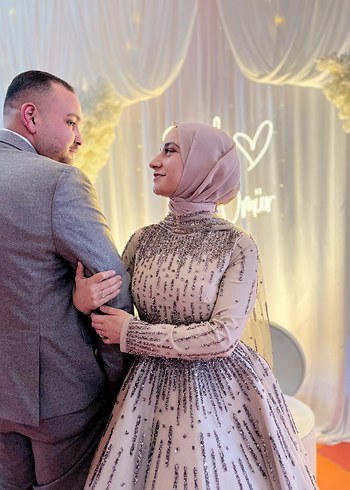Abiye İşlemeli Uzun Kollu Abiye Elbise