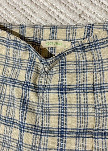 Nocturne Düğmeli, Ekose Desenli Kadın Kumaş Pantolon - Görsel 5