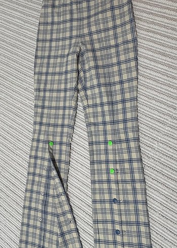 Nocturne Düğmeli, Ekose Desenli Kadın Kumaş Pantolon - Görsel 4