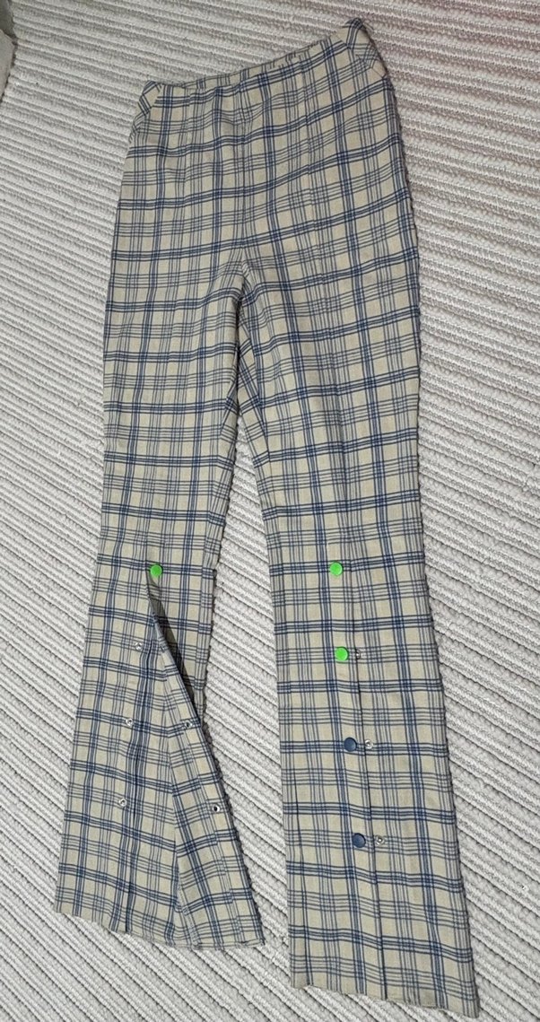 Nocturne Düğmeli, Ekose Desenli Kadın Kumaş Pantolon - Görsel 4