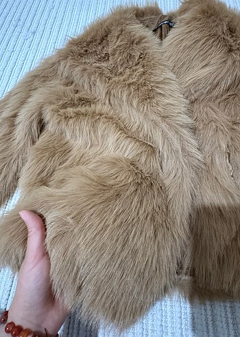 Bej Kadın Suni Kürk Kısa Ceket - Görsel 4