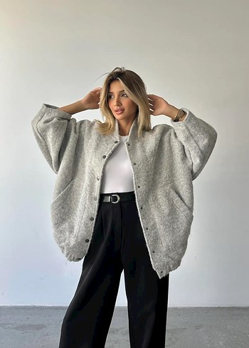 Gri kaşe mont - Görsel 3