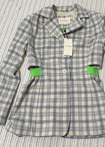 Nocturne Bej Ekose Desenli Kadın Midi Blazer Ceket - Görsel 6