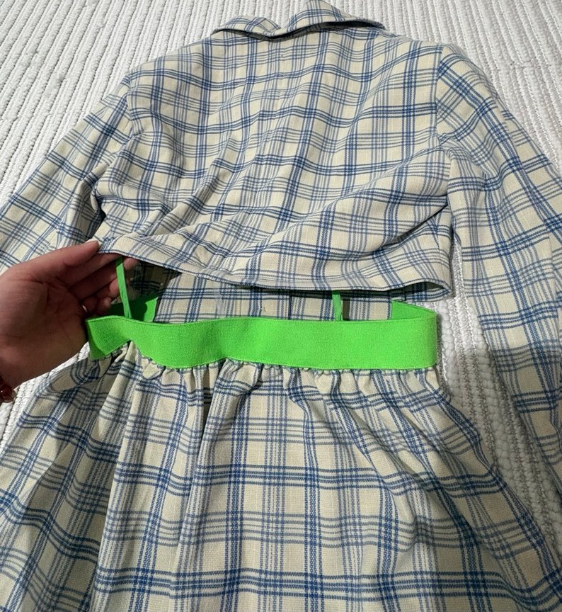 Nocturne Bej Ekose Desenli Kadın Midi Blazer Ceket - Görsel 5