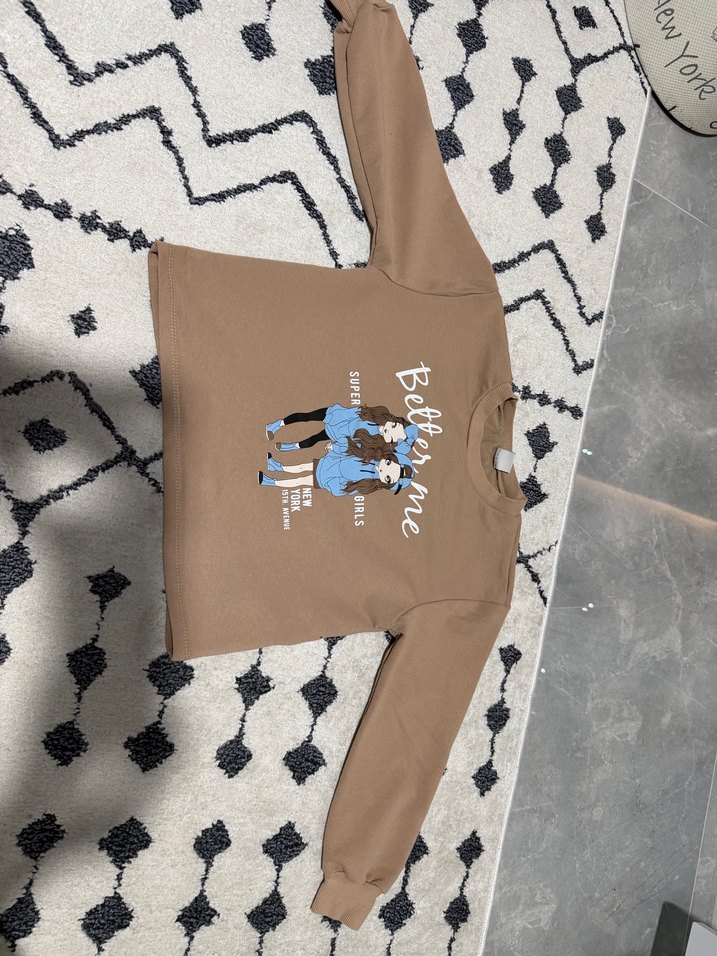 Kahverengi Baskılı  Kız Eşofman Takımı - Görsel 3