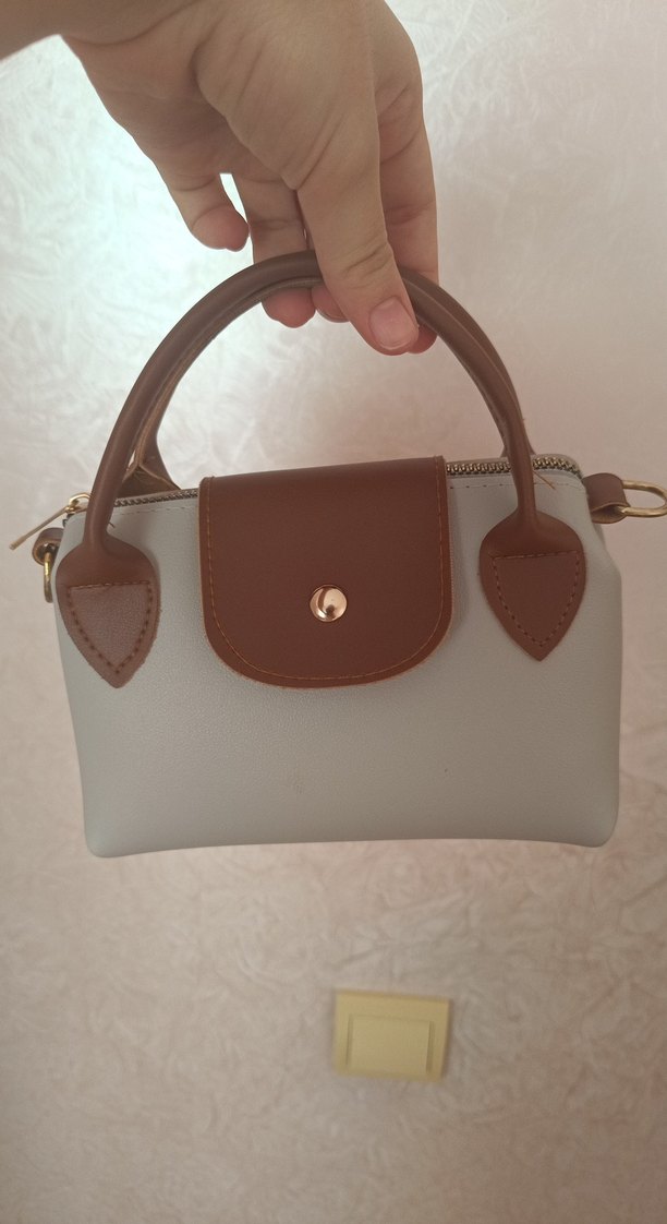 Bej Gri Deri Kadın Çapraz Çanta - Görsel 3