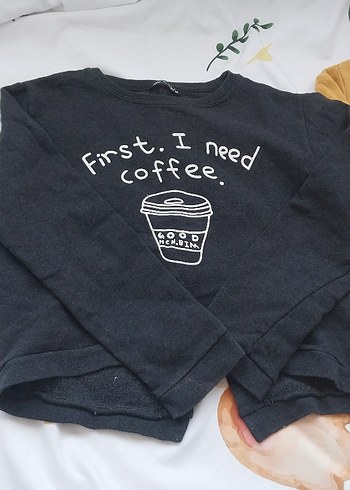 Siyah Baskılı Kadın Sweatshirt
