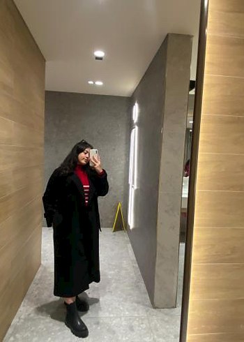 Diğer Siyah Kadın Kaban, Yırtmaçlı,