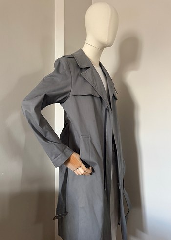 Gri Zara Uzun Erkek Trençkot - Görsel 6