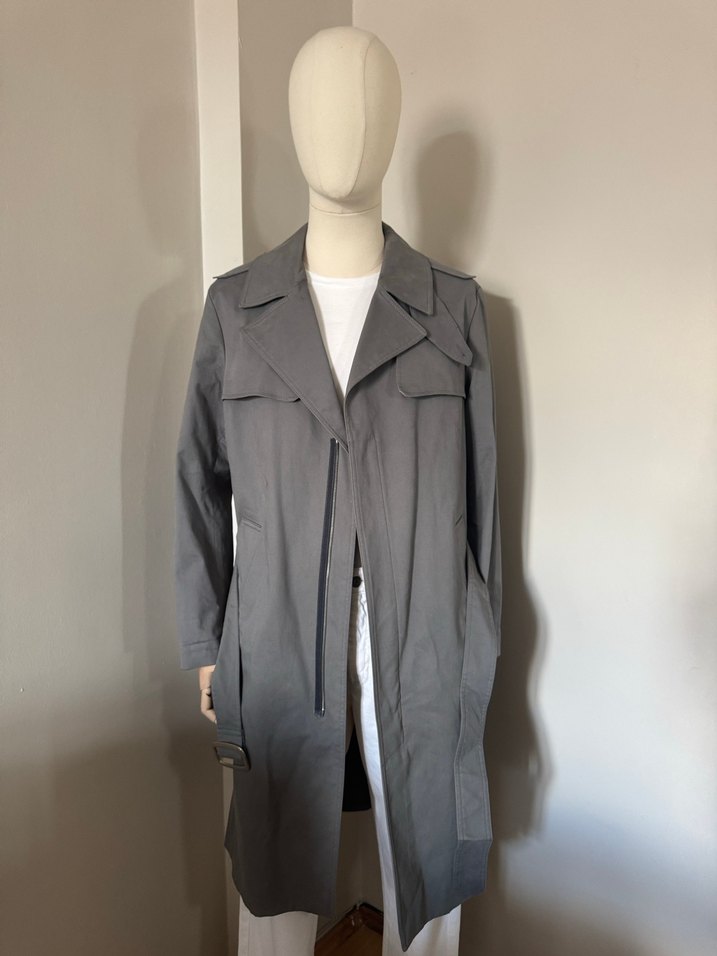 Gri Zara Uzun Erkek Trençkot - Görsel 4