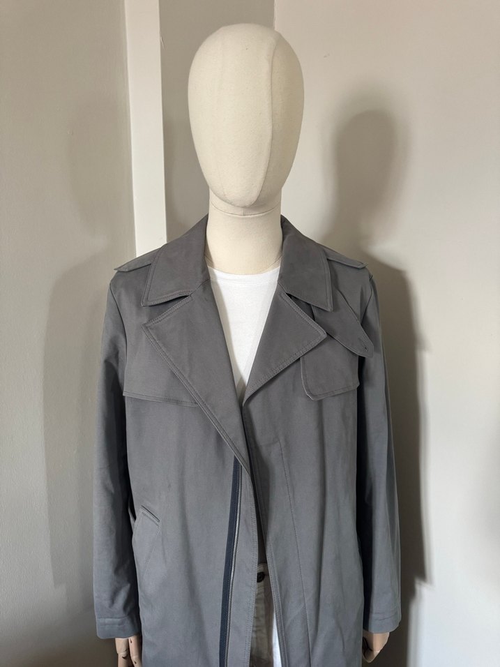 Gri Zara Uzun Erkek Trençkot - Görsel 2