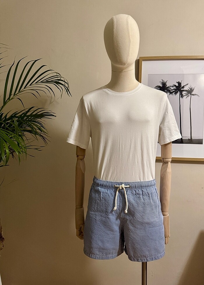 ZARA MAVİ ÇİZGİLİ DENİZ ŞORTU - Görsel 2