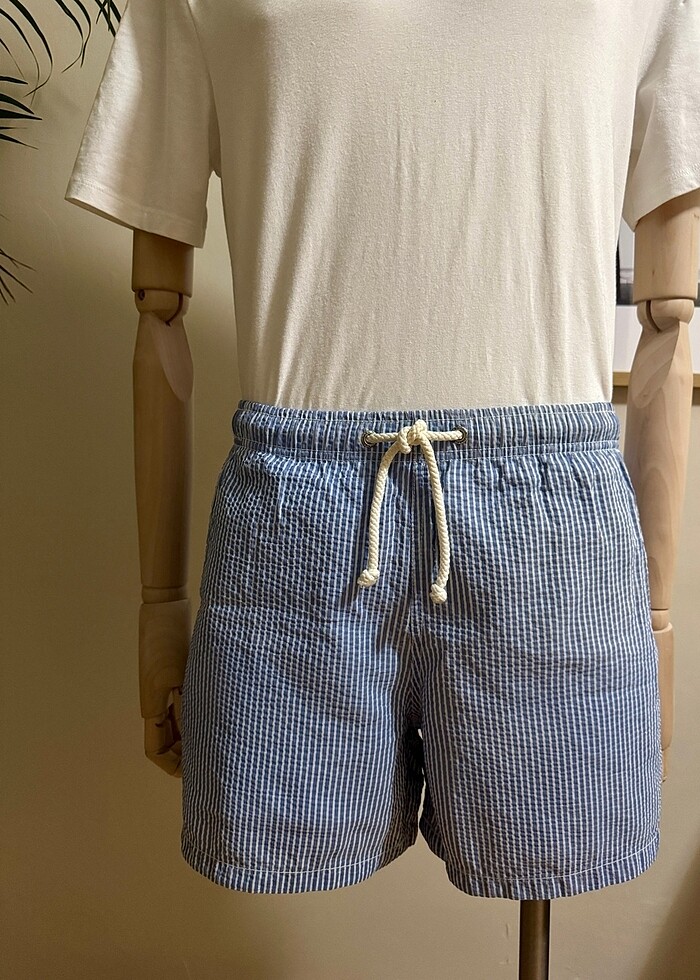 ZARA MAVİ ÇİZGİLİ DENİZ ŞORTU - Görsel 3