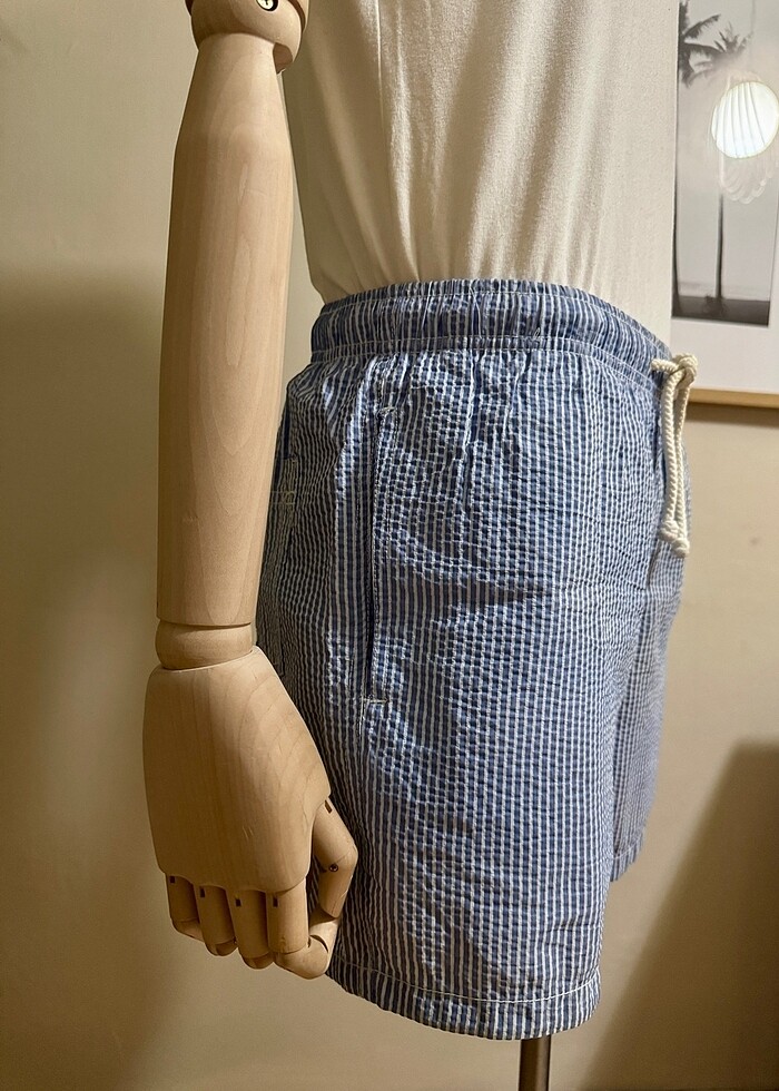 ZARA MAVİ ÇİZGİLİ DENİZ ŞORTU - Görsel 4