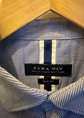 ZARA, Mavi Uzun Kollu, Slim Fit Gömlek - Görsel 4