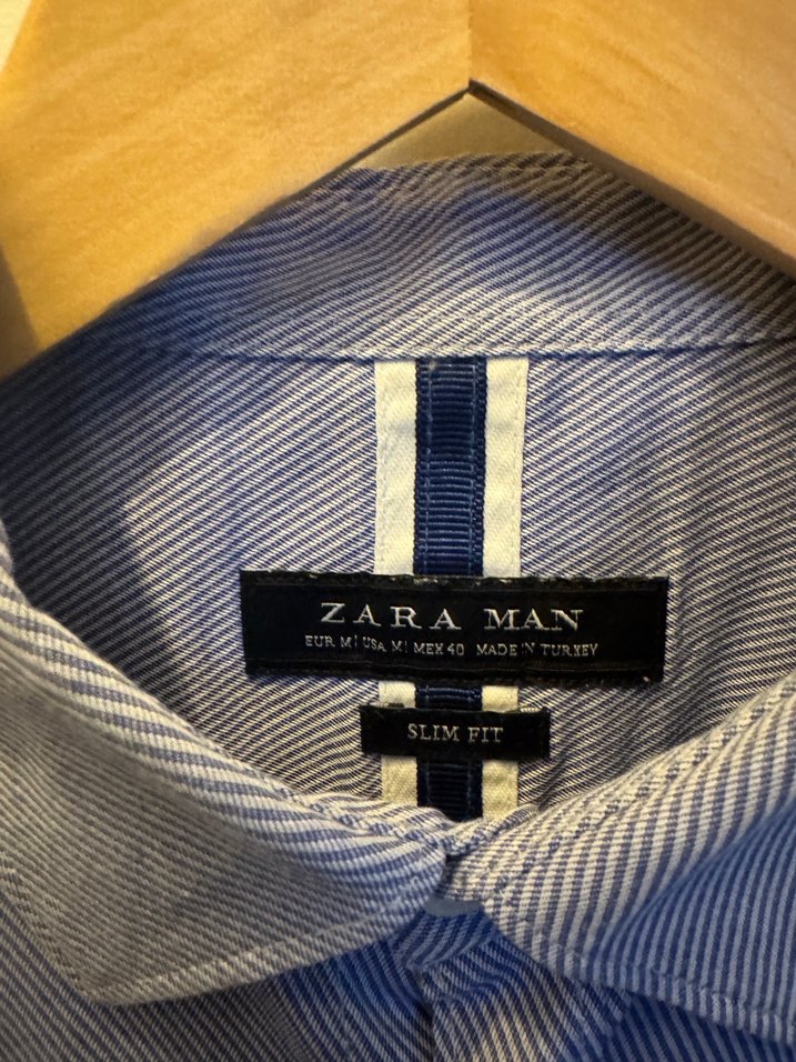 ZARA, Mavi Uzun Kollu, Slim Fit Gömlek - Görsel 4