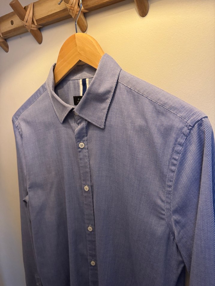 ZARA, Mavi Uzun Kollu, Slim Fit Gömlek - Görsel 2